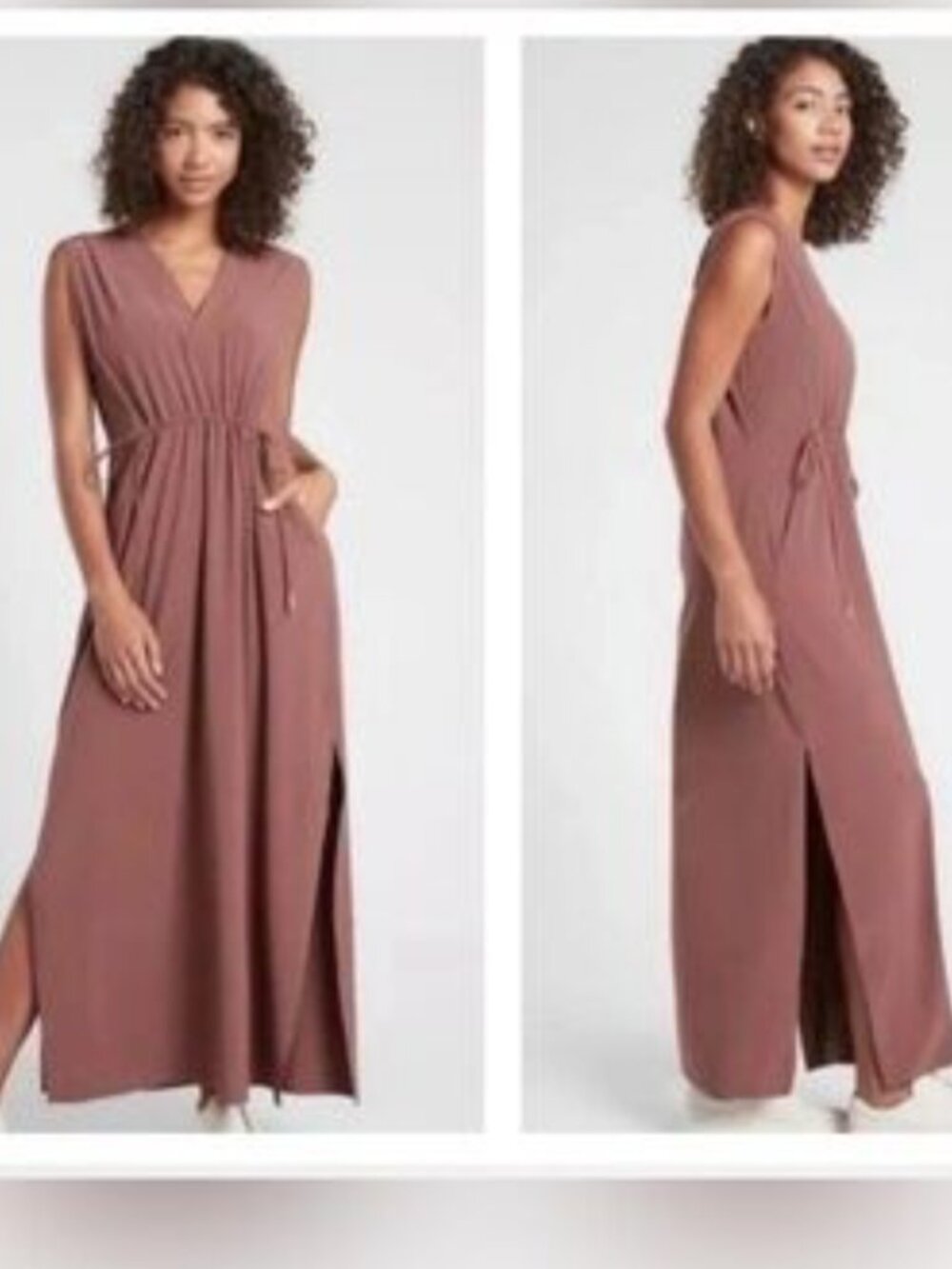 Athleta Marlow Maxi Dress Mocha-Mauve Sixe XSmall Sleeveless Athletic Travel